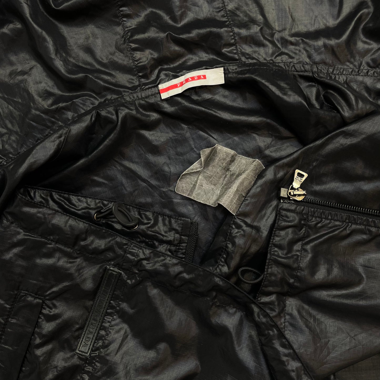 Prada Sport Black/Deep Purple 00s Lightweight Nylon Hooded Windbreaker Jacket