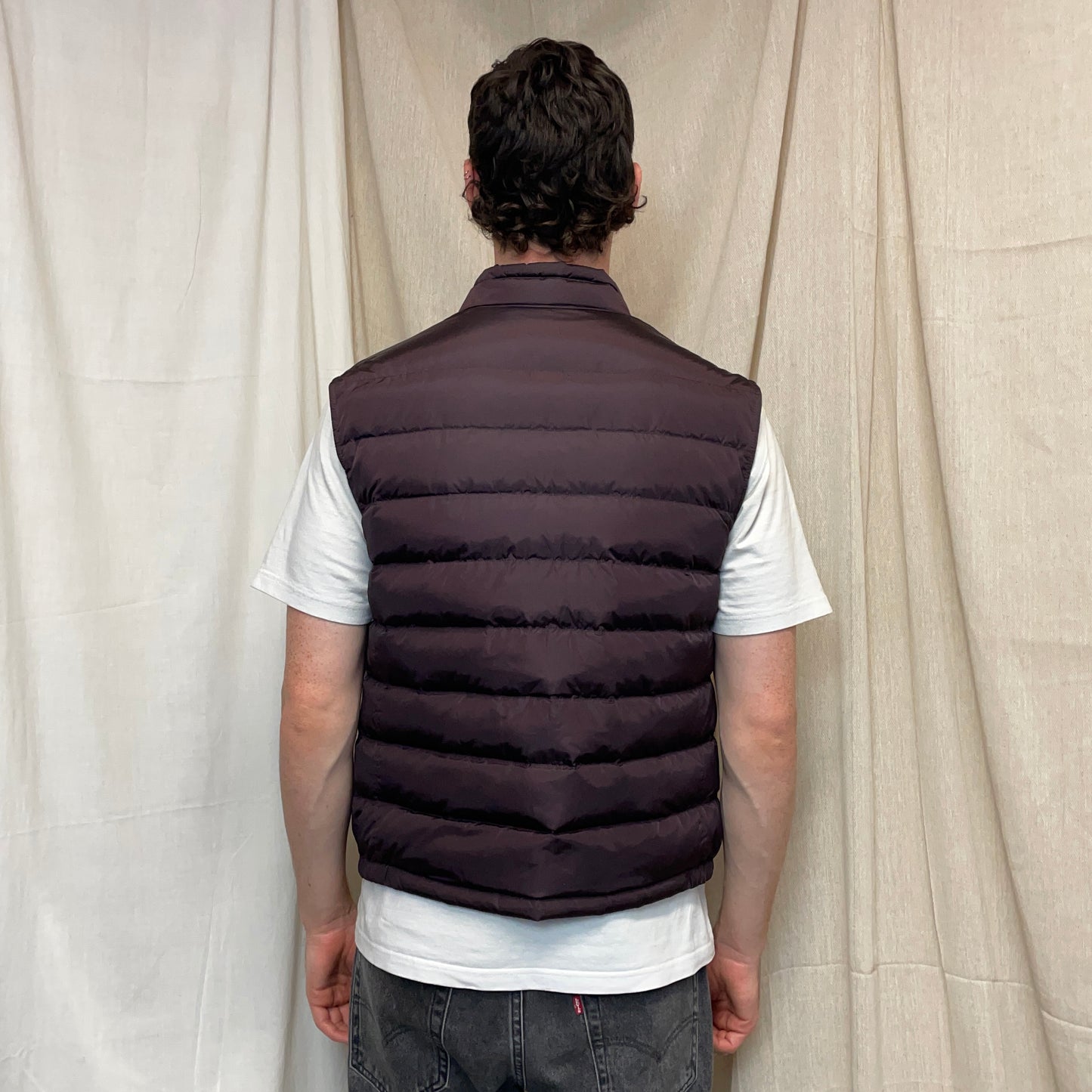 Prada Sport Burgundy 2013 Plaque Lightweight Down Puffer Gilet Vest
