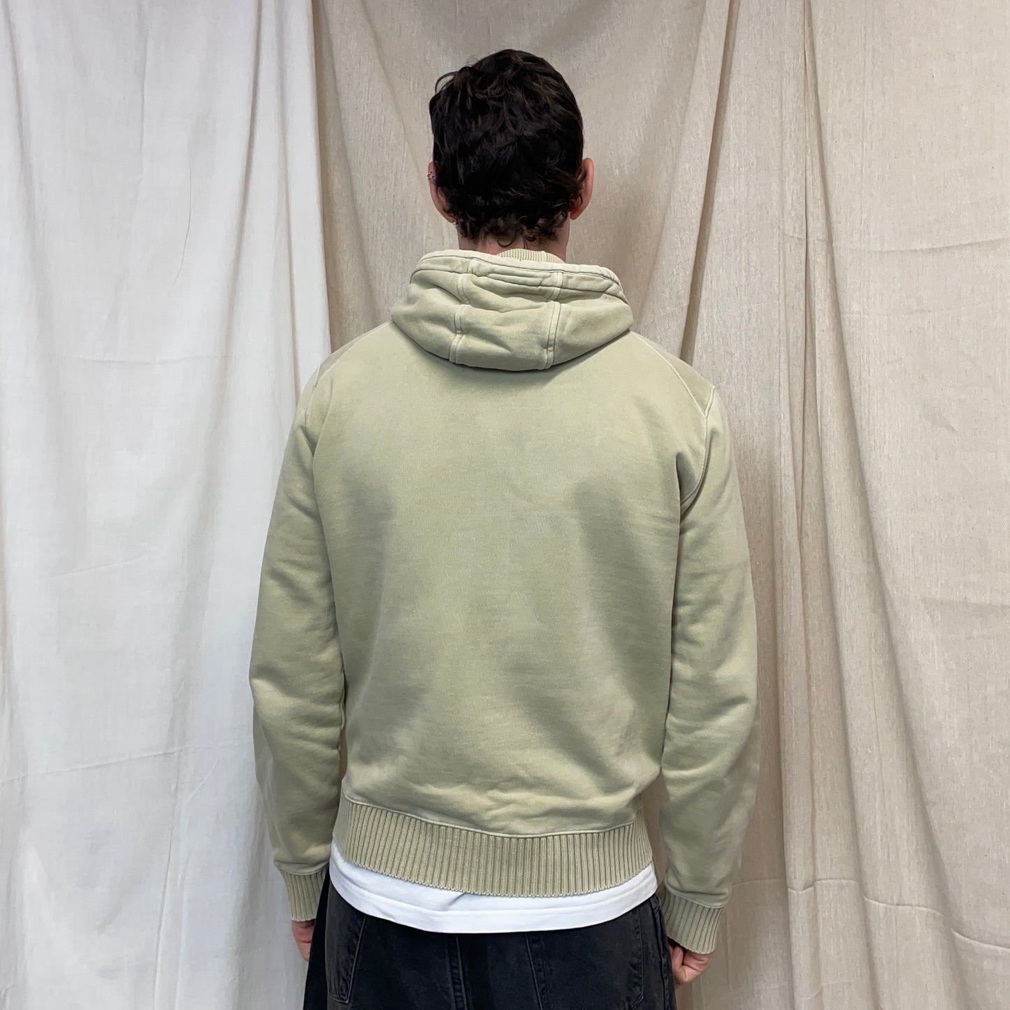 C.P. Company Beige Cotton Zip-Through Cuff Spellout Hoodie