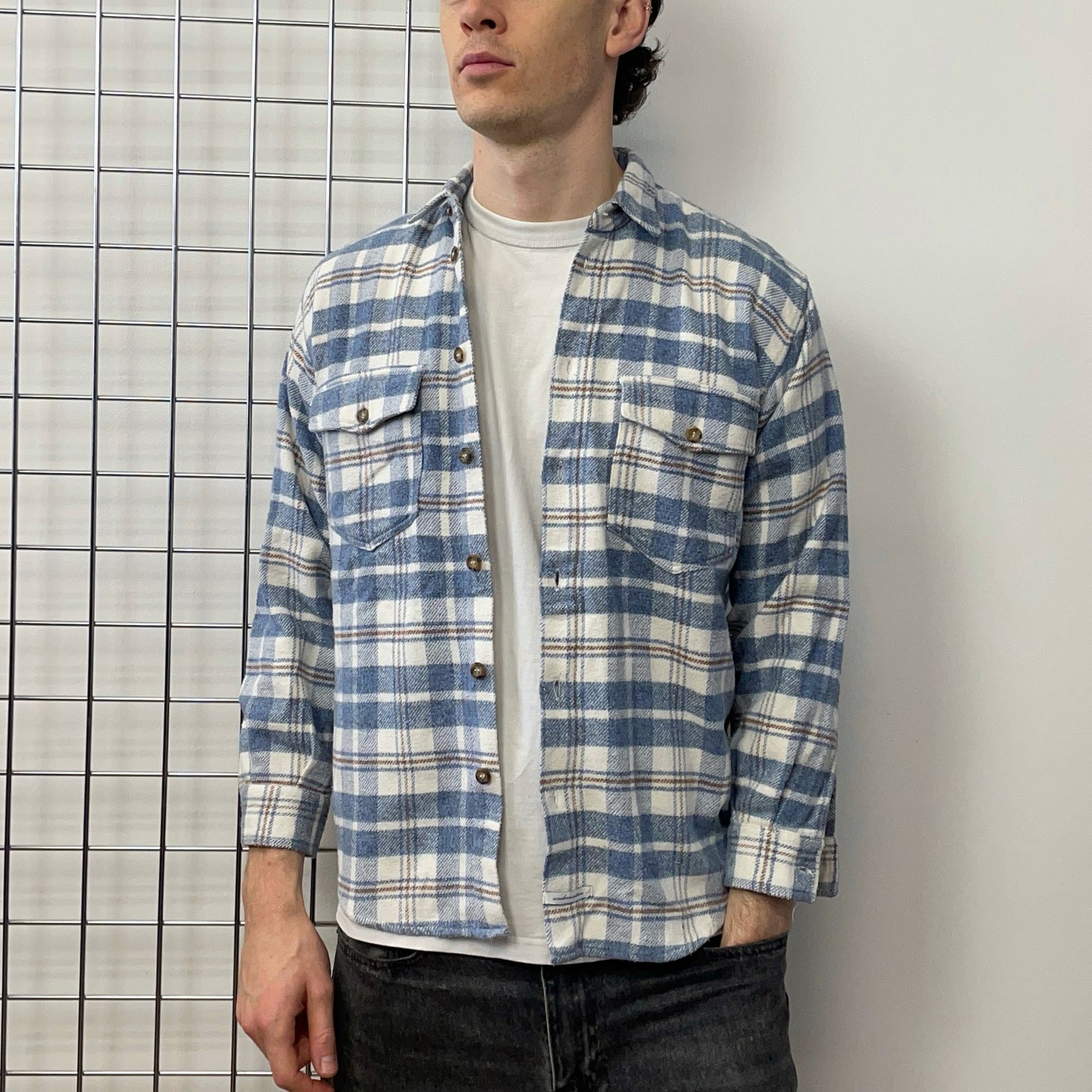 C.P. Company Blue & White 90s Check Flannel Shirt (Undersixteen)