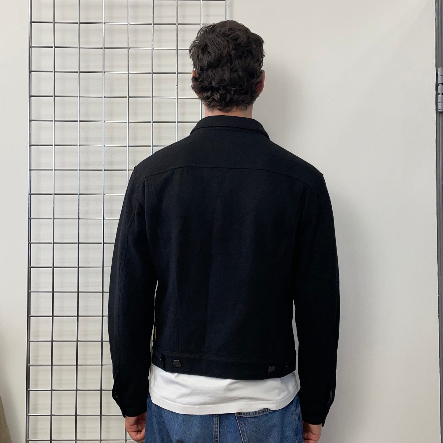 Armani Jeans Black 90s Wool Trucker Jacket