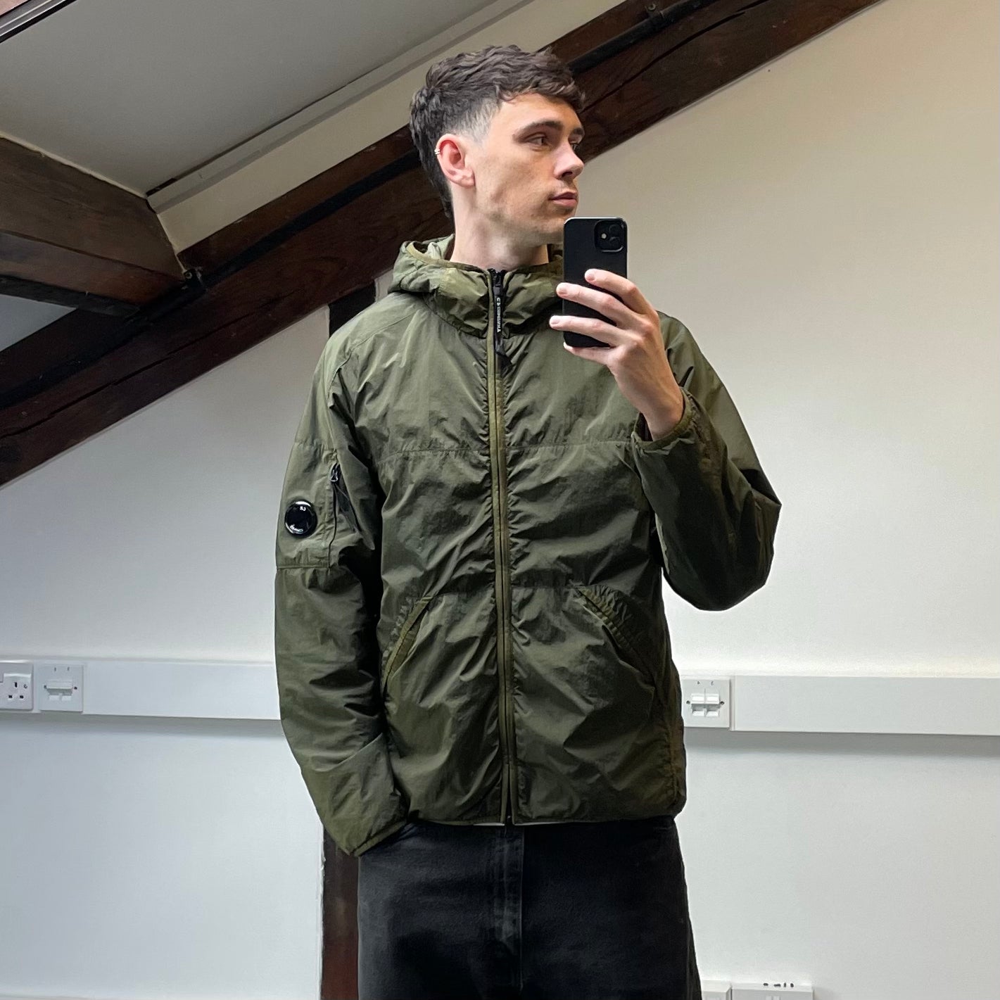 C.P. Company Green Nylon CR-L Prime Layer Hooded Jacket AW20