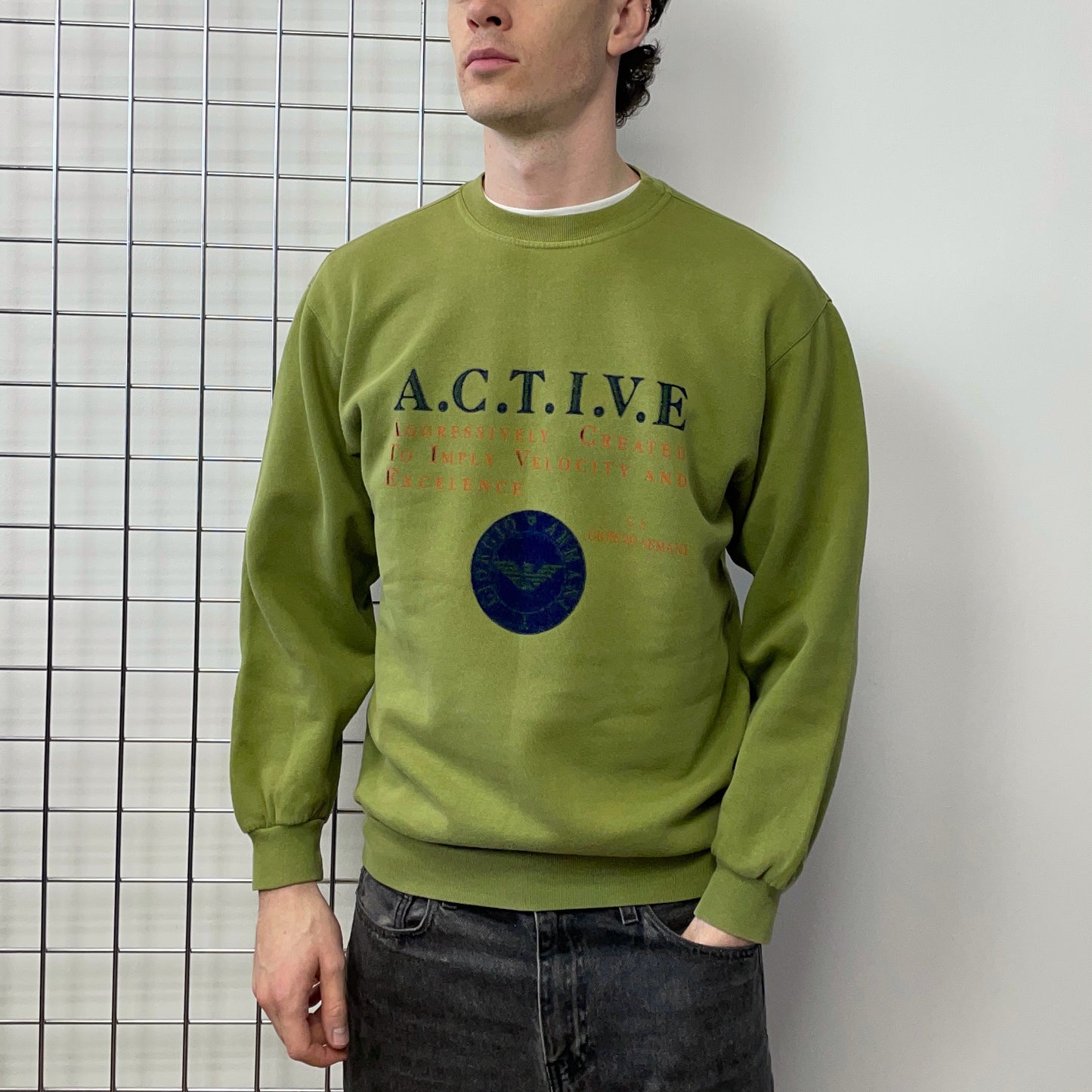 Giorgio Armani Green 90s A.C.T.I.V.E Spellout Sweatshirt (Junior)