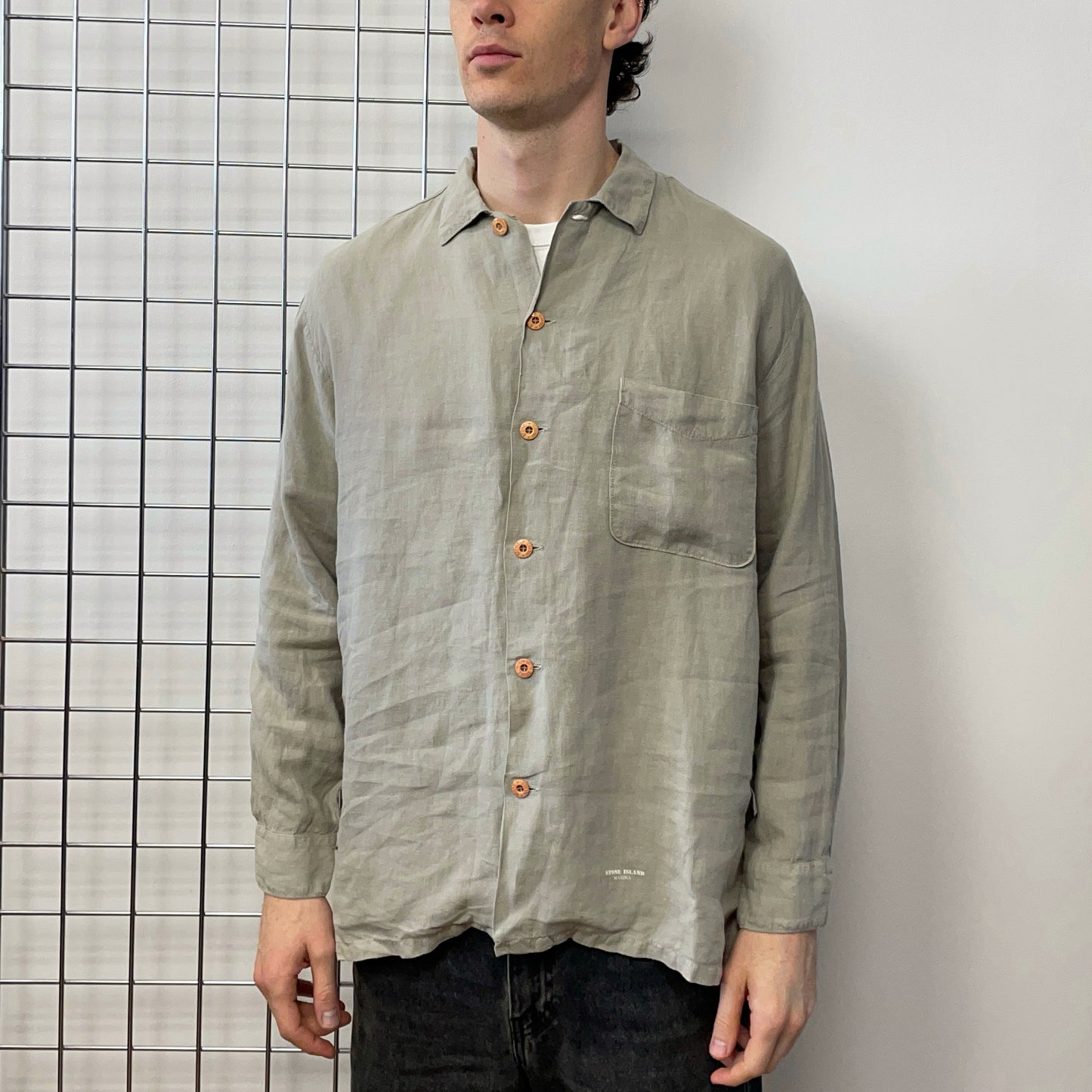 Stone Island Marina Grey SS95 Linen Flax Shirt
