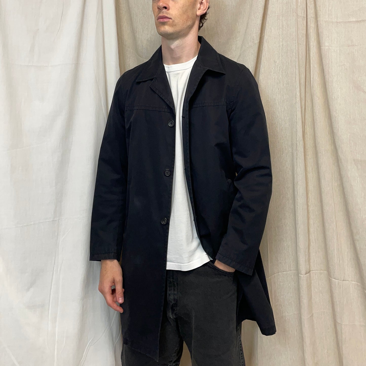 Prada Mainline Black 00s Longline Trench Coat