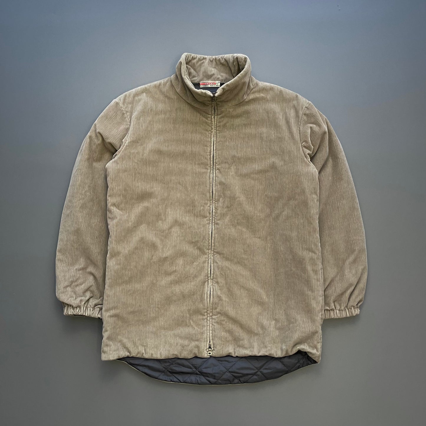 Prada Sport Brown 00s Padded Quilt-Lined Corduroy Jacket