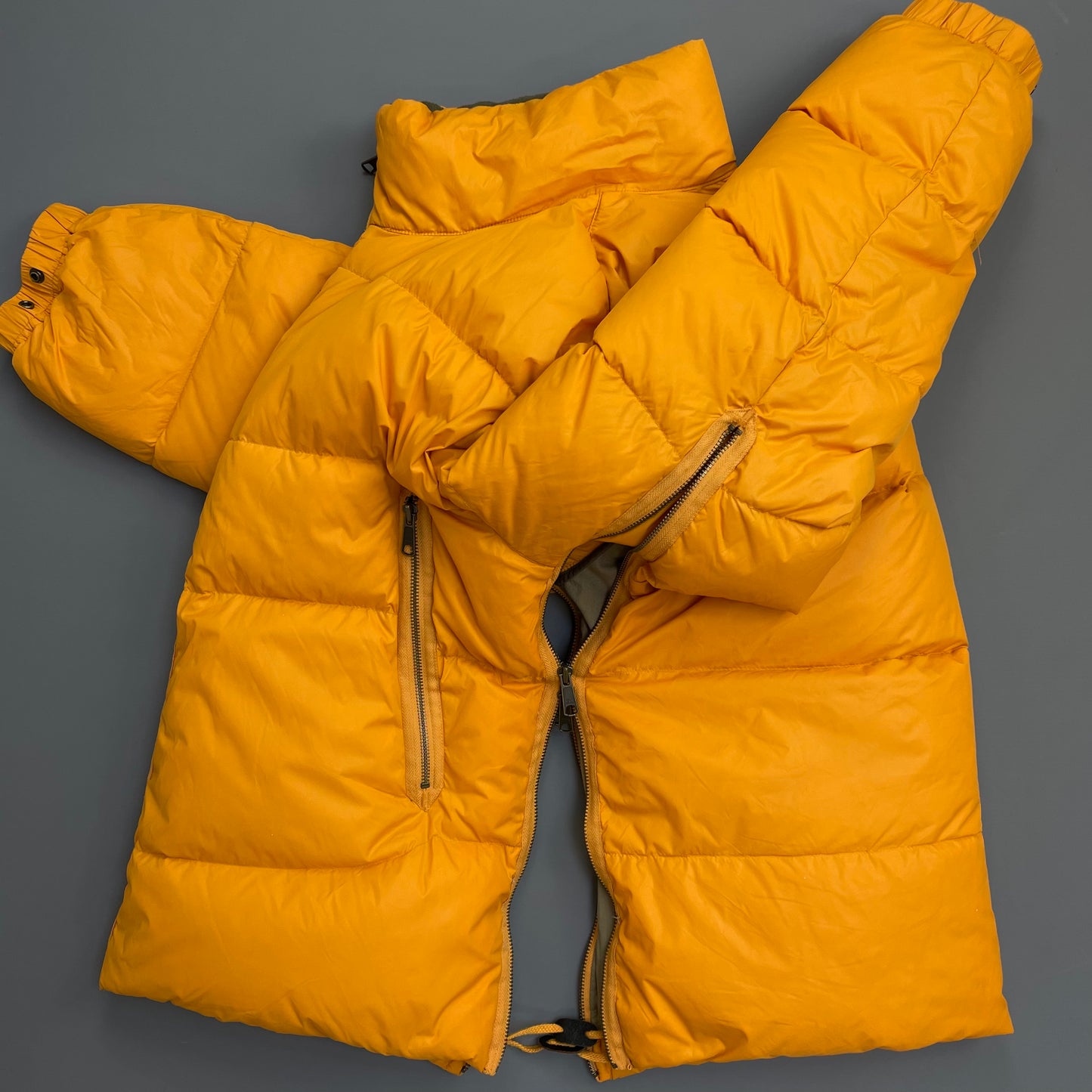 Stone Island Denims Orange AW07 Goose Down Nylon Asymmetrical Zip Detailed Puffer Jacket