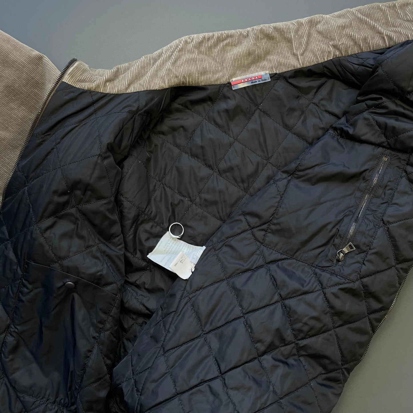 Prada Sport Brown 00s Padded Quilt-Lined Corduroy Jacket