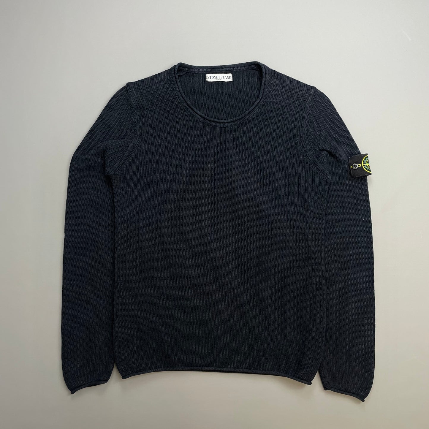 Stone Island Navy SS06 Ribbed Raw-Edge Knit Crewneck Jumper