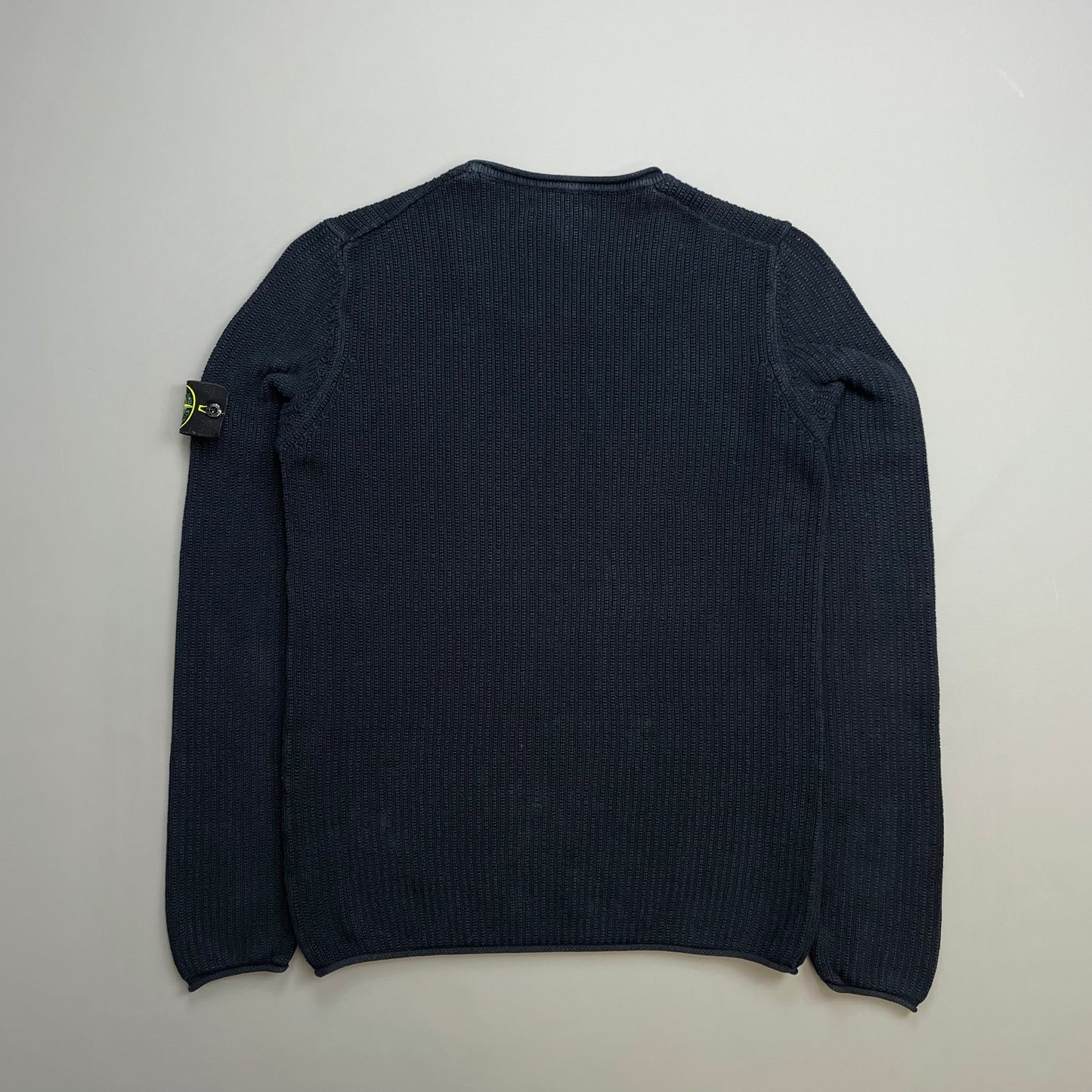 Stone Island Navy SS06 Ribbed Raw-Edge Knit Crewneck Jumper