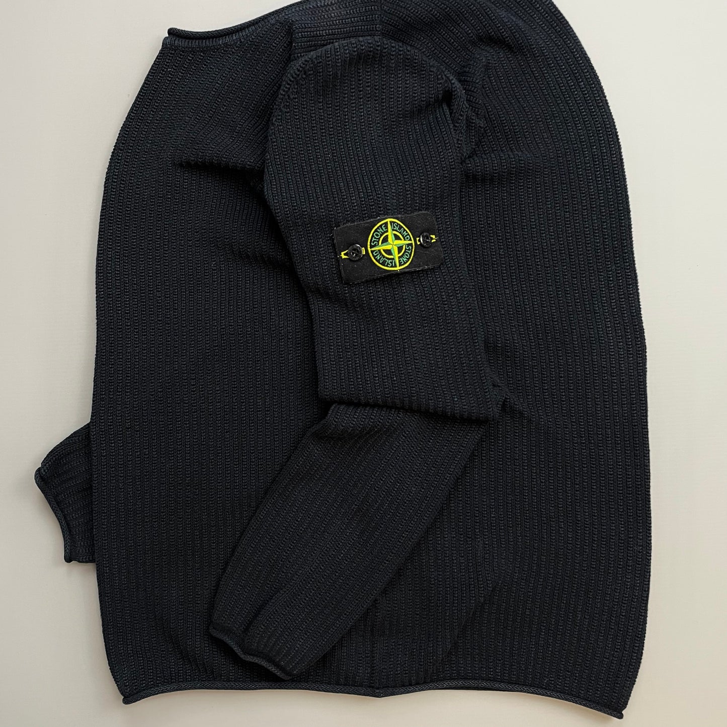 Stone Island Navy SS06 Ribbed Raw-Edge Knit Crewneck Jumper