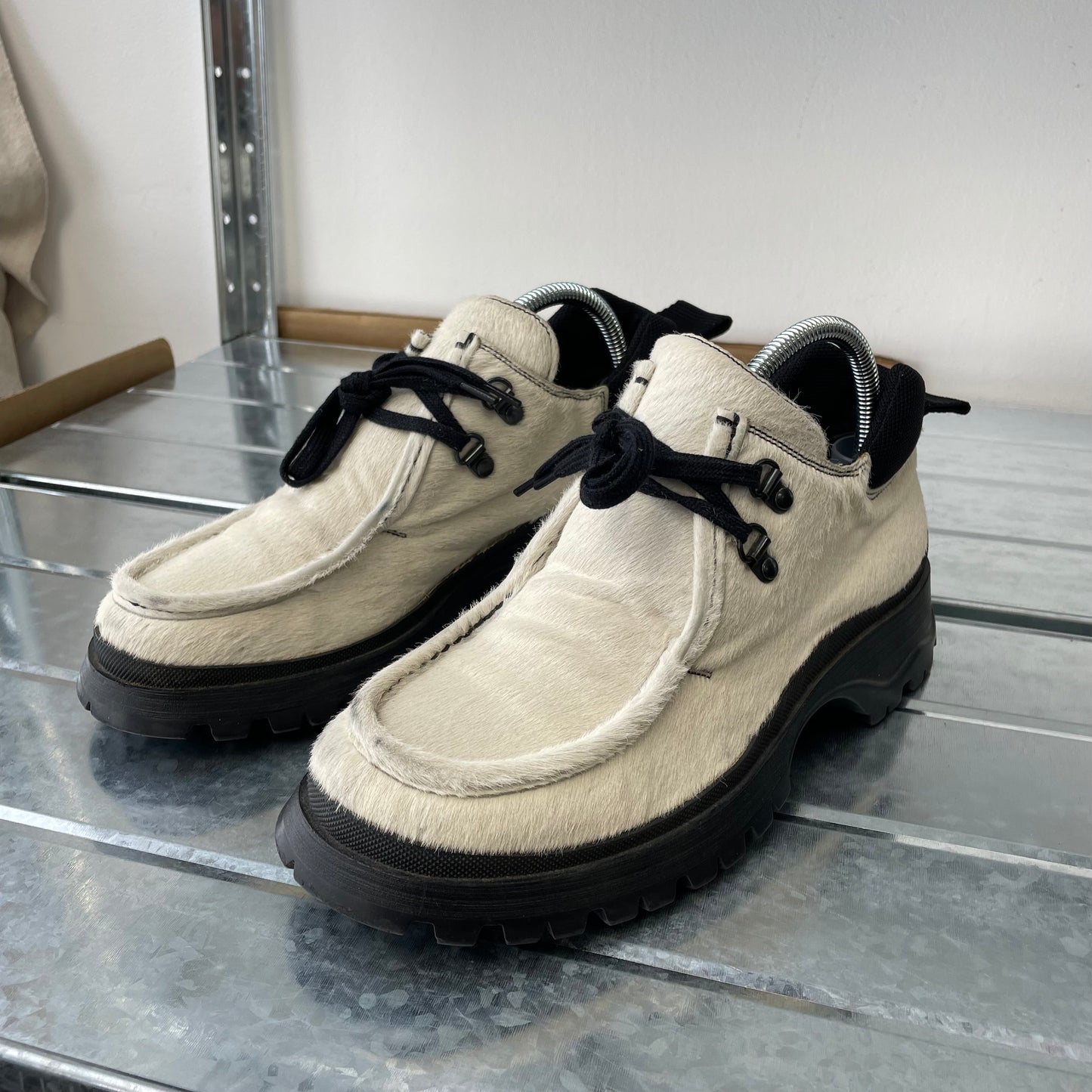 Prada White FW98 Women's Calf Hair Low Boot