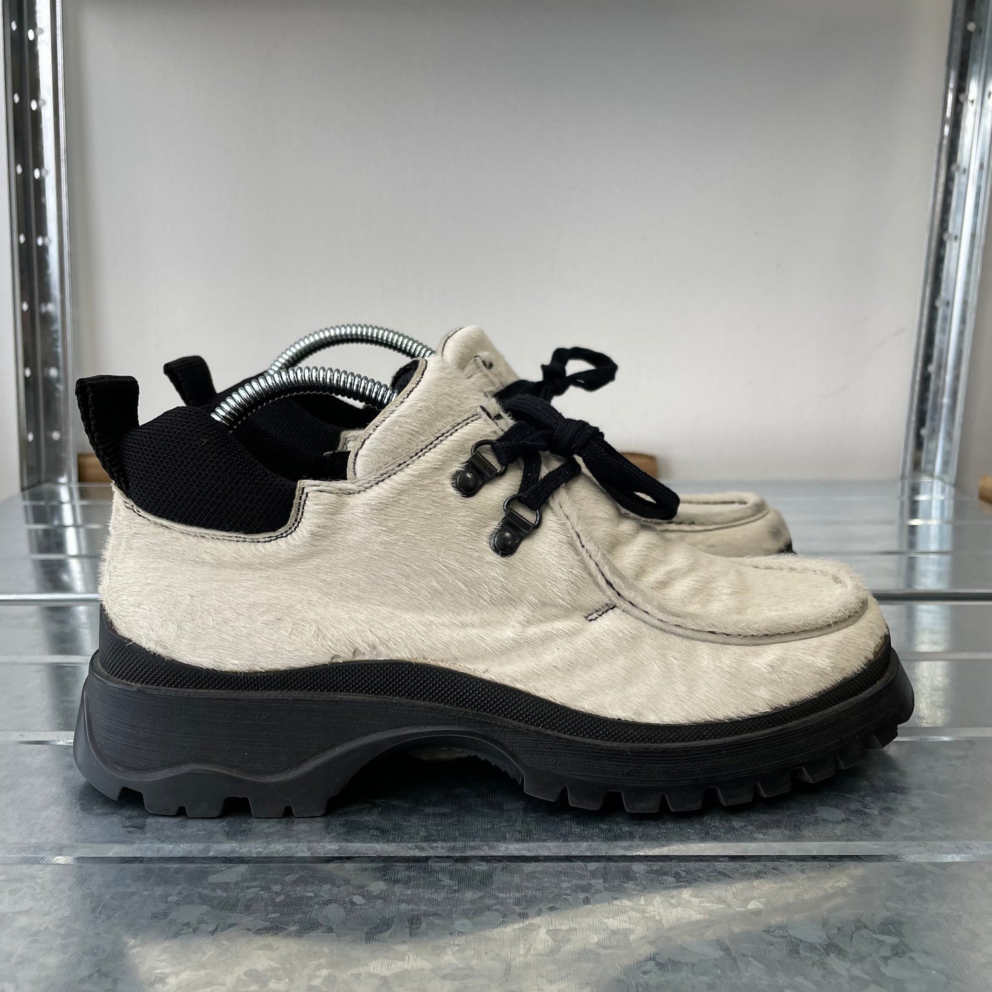 Prada White FW98 Women's Calf Hair Low Boot