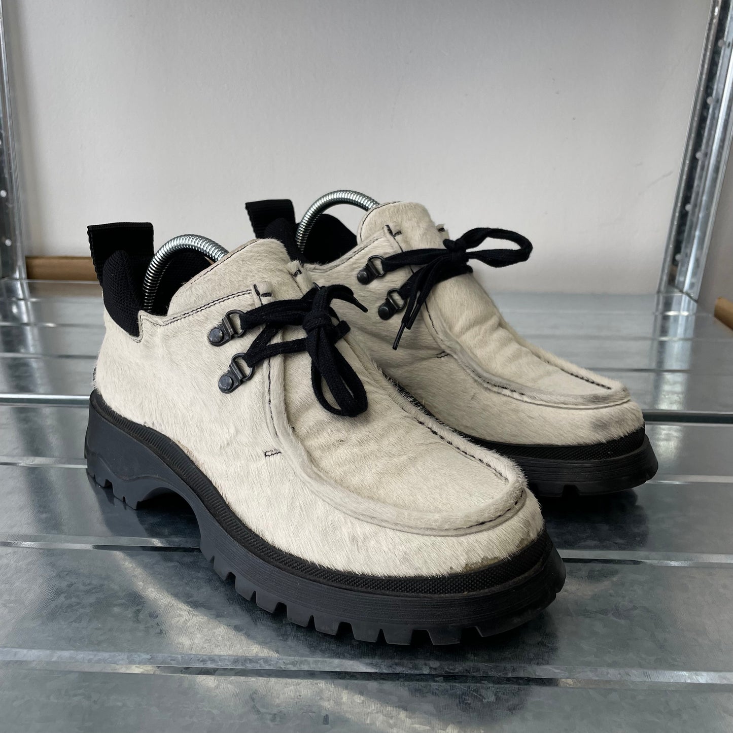 Prada White FW98 Women's Calf Hair Low Boot