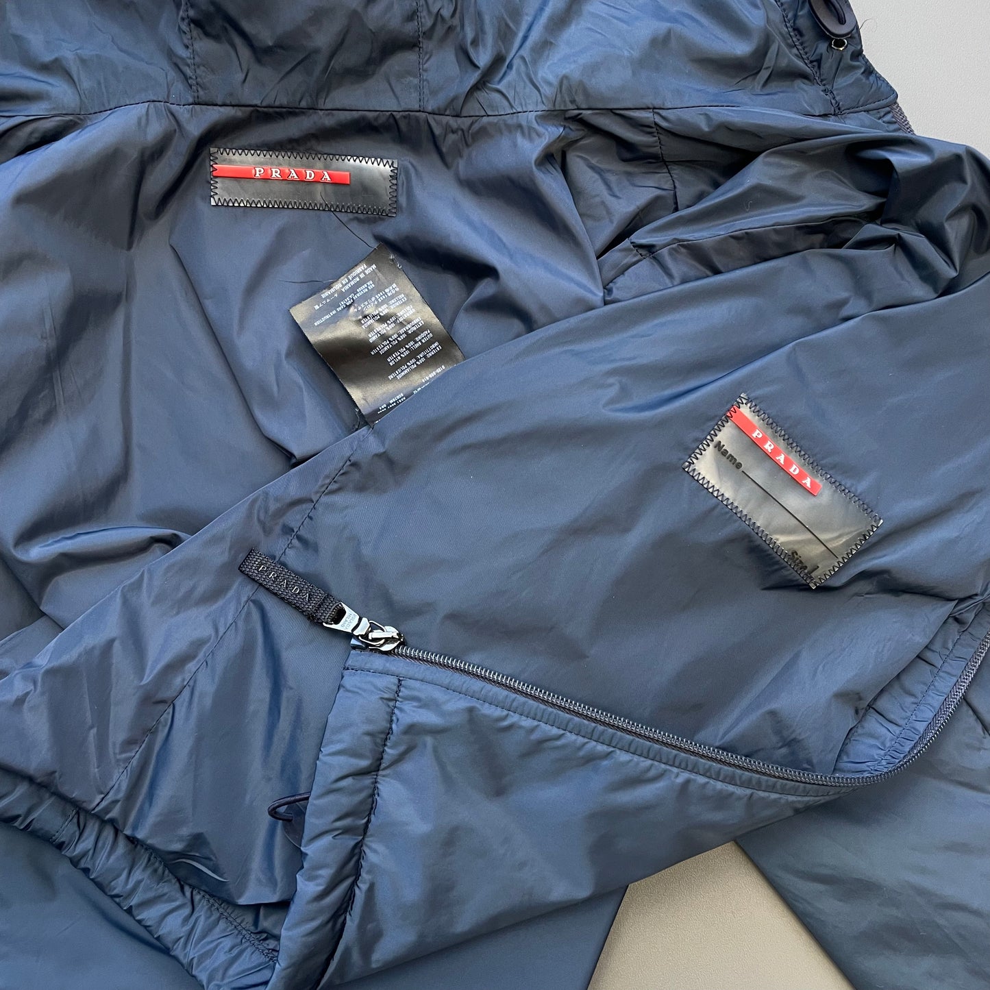 Prada Sport Teal Blue 2007 Nylon Spellout Windbreaker