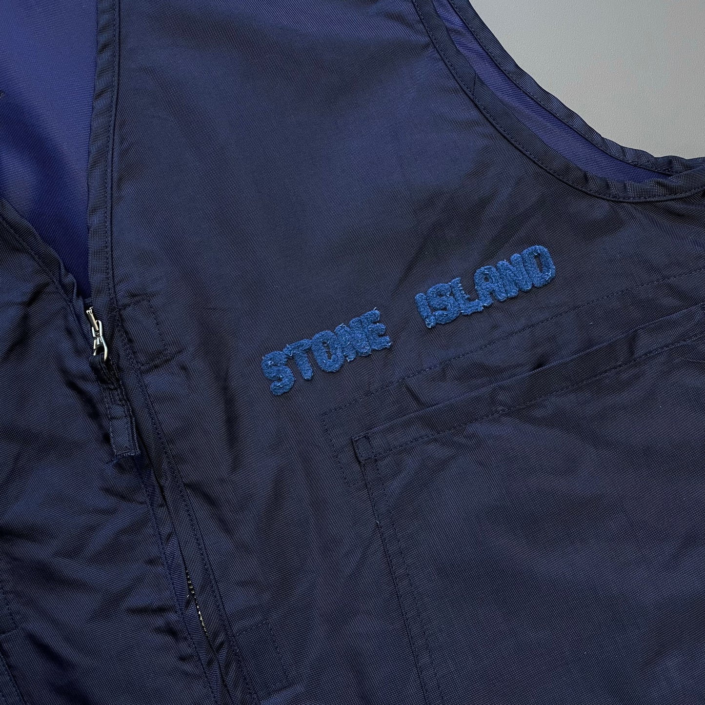 Stone Island Navy SS94 Formula Steel Spellout Gilet Vest