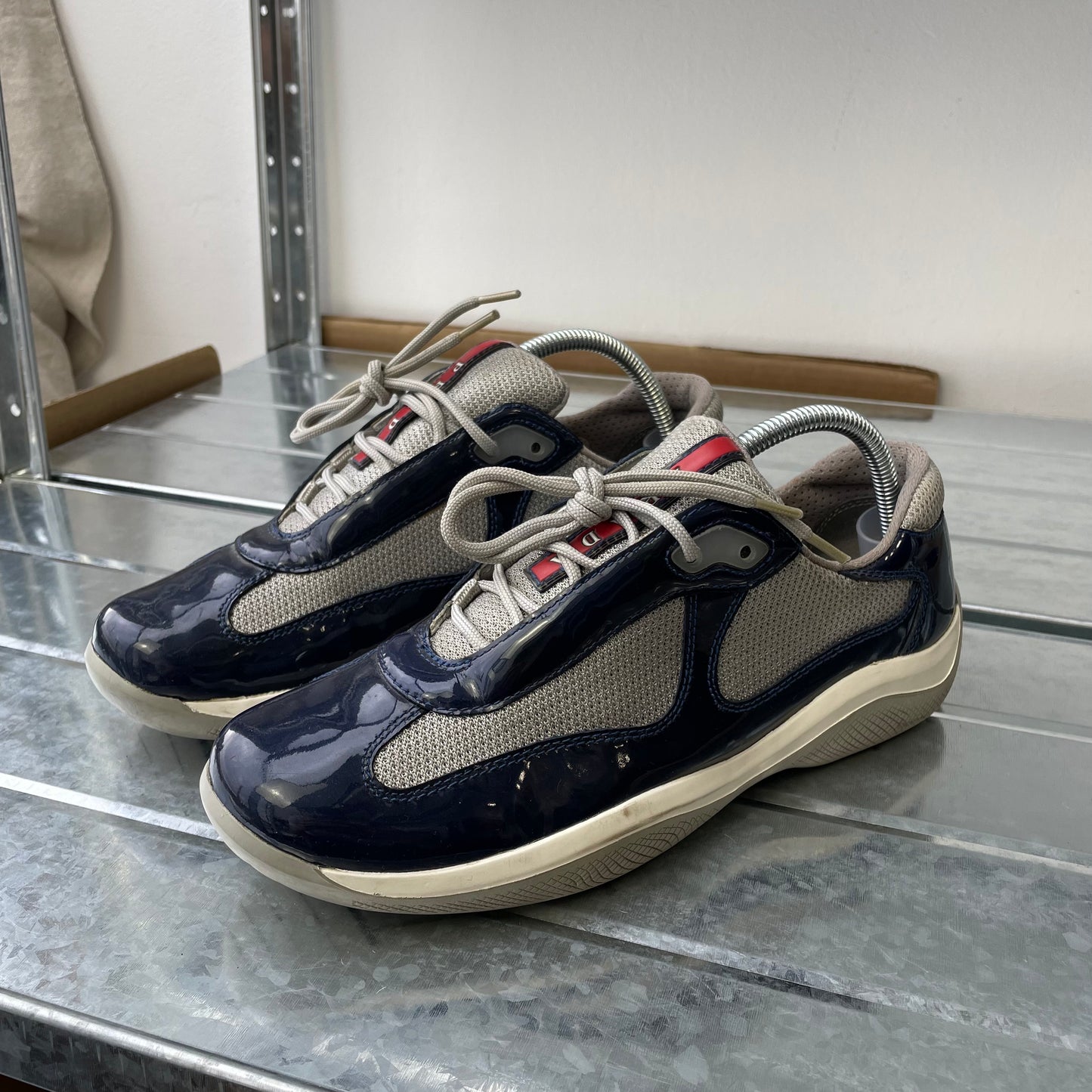 Prada Sport Blue & Grey 00s Patent Leather Americas Cup Trainers