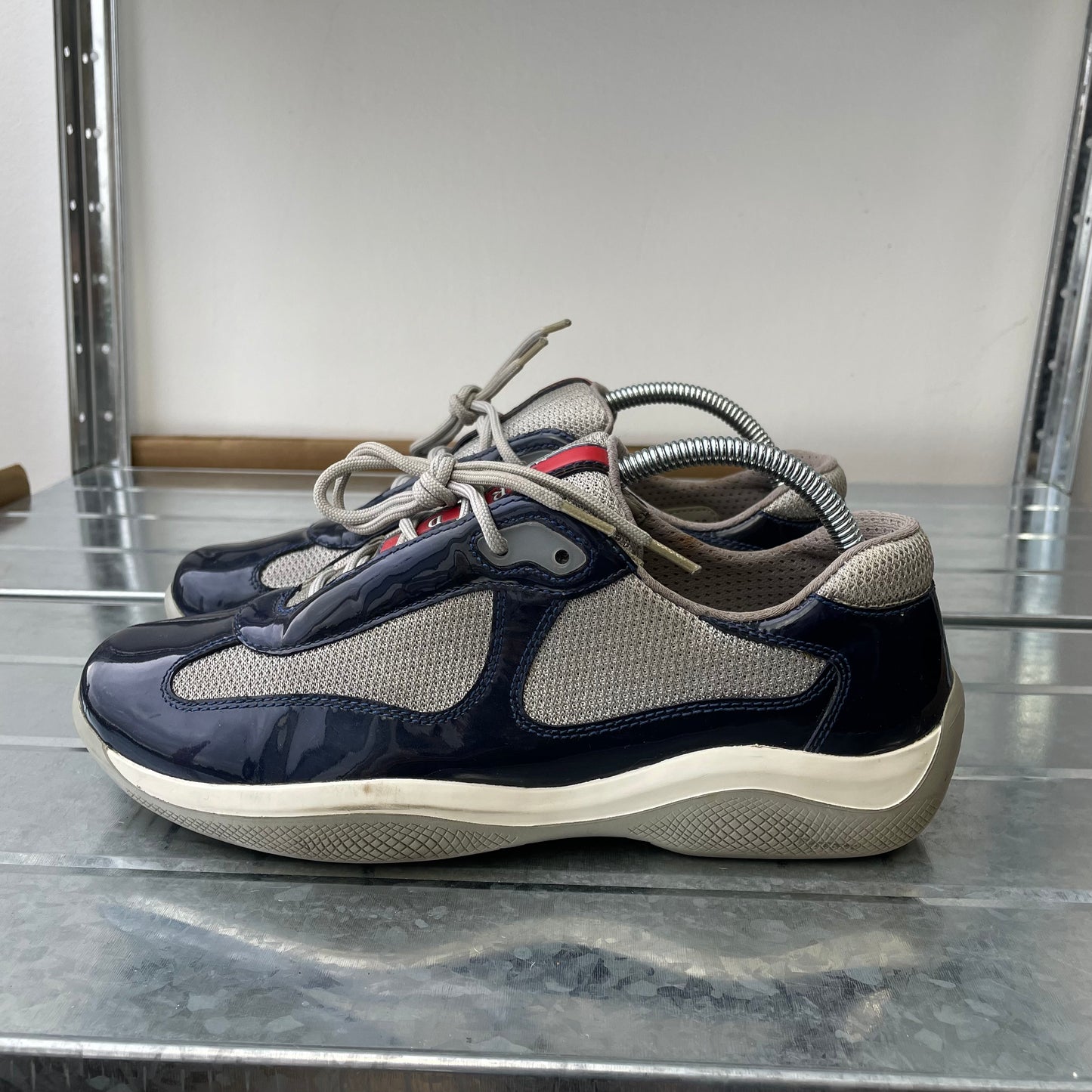 Prada Sport Blue & Grey 00s Patent Leather Americas Cup Trainers