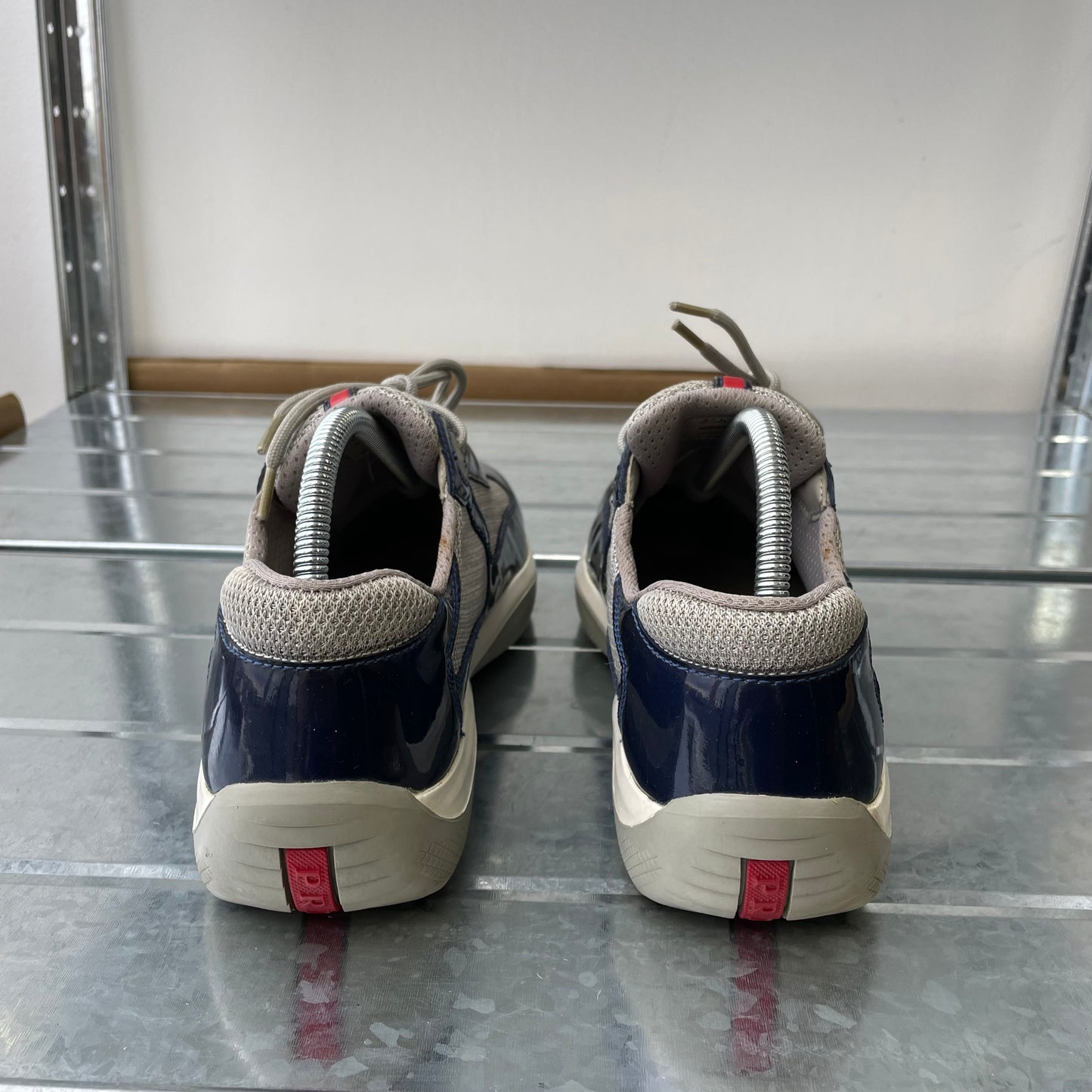 Prada Sport Blue & Grey 00s Patent Leather Americas Cup Trainers