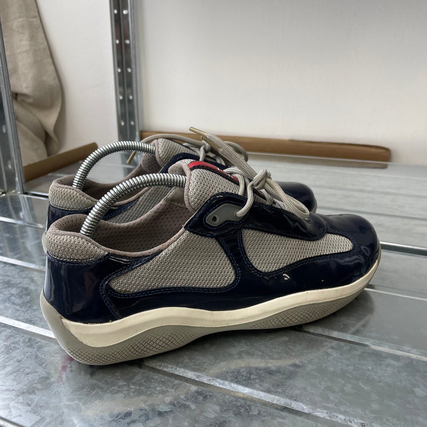 Prada Sport Blue & Grey 00s Patent Leather Americas Cup Trainers