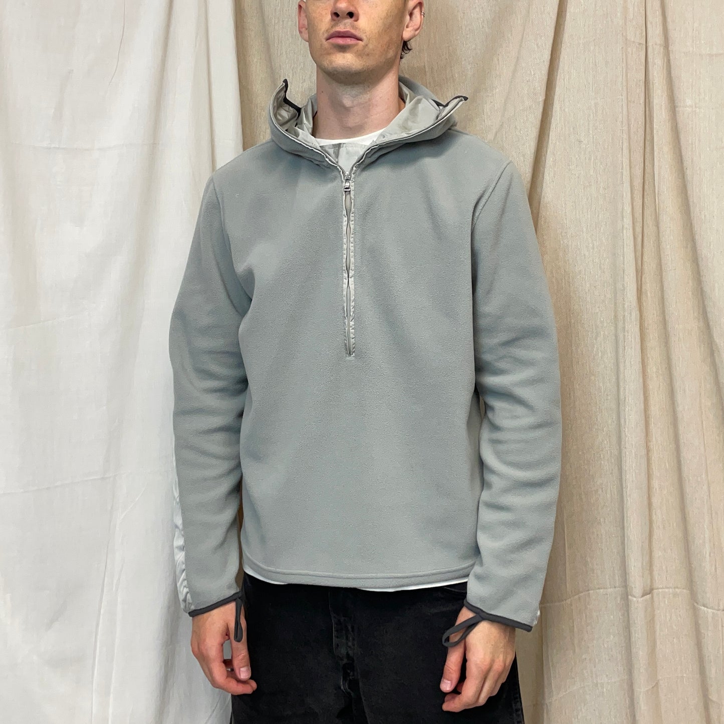 Prada Sport Light Blue/Grey 00s Nylon Panelled Ninja Balaclava Fleece
