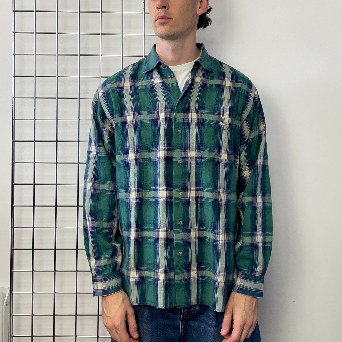 Emporio Armani Green & Blue 90s Flannel Shirt