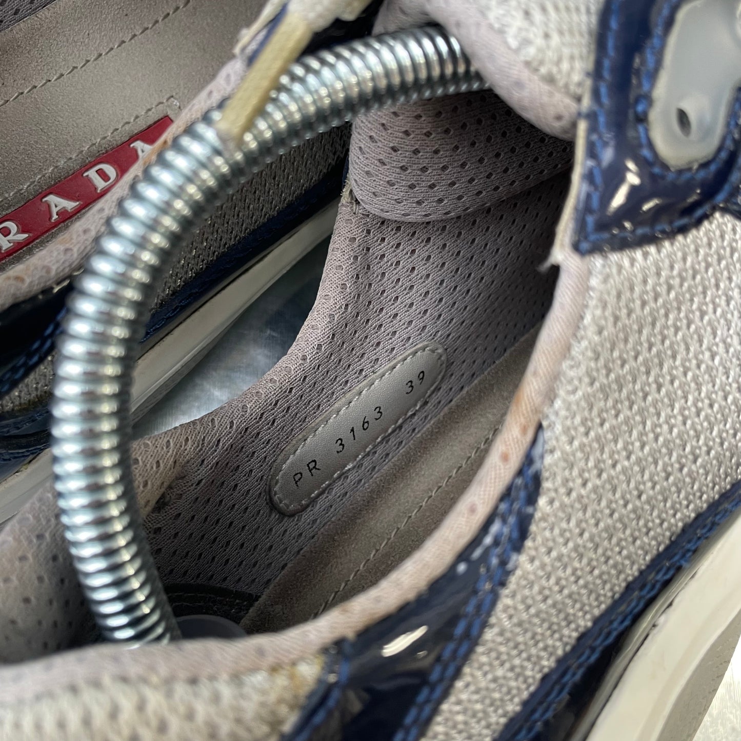 Prada Sport Blue & Grey 00s Patent Leather Americas Cup Trainers