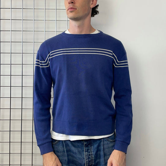 Emporio Armani Blue 90s Bar Stripe Jumper