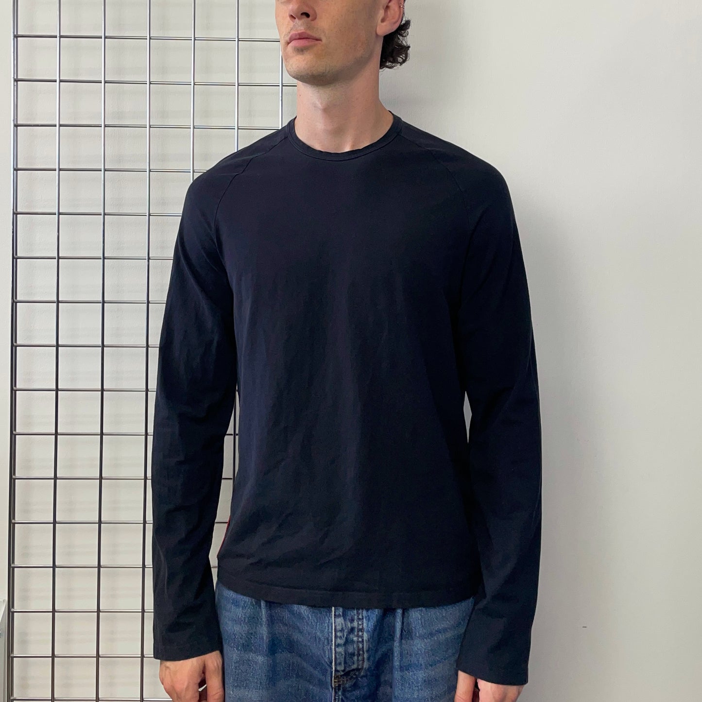 Prada Sport Navy 2007 Rear Pocket Long Sleeve T-Shirt