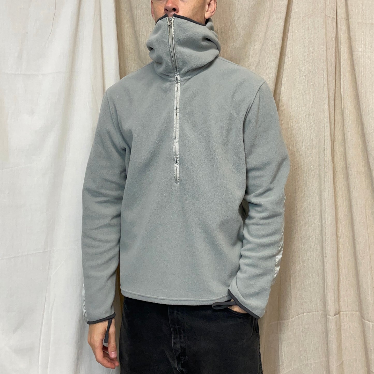 Prada Sport Light Blue/Grey 00s Nylon Panelled Ninja Balaclava Fleece