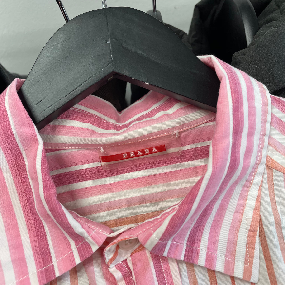 Prada Pink White & Orange 00s Striped Shirt