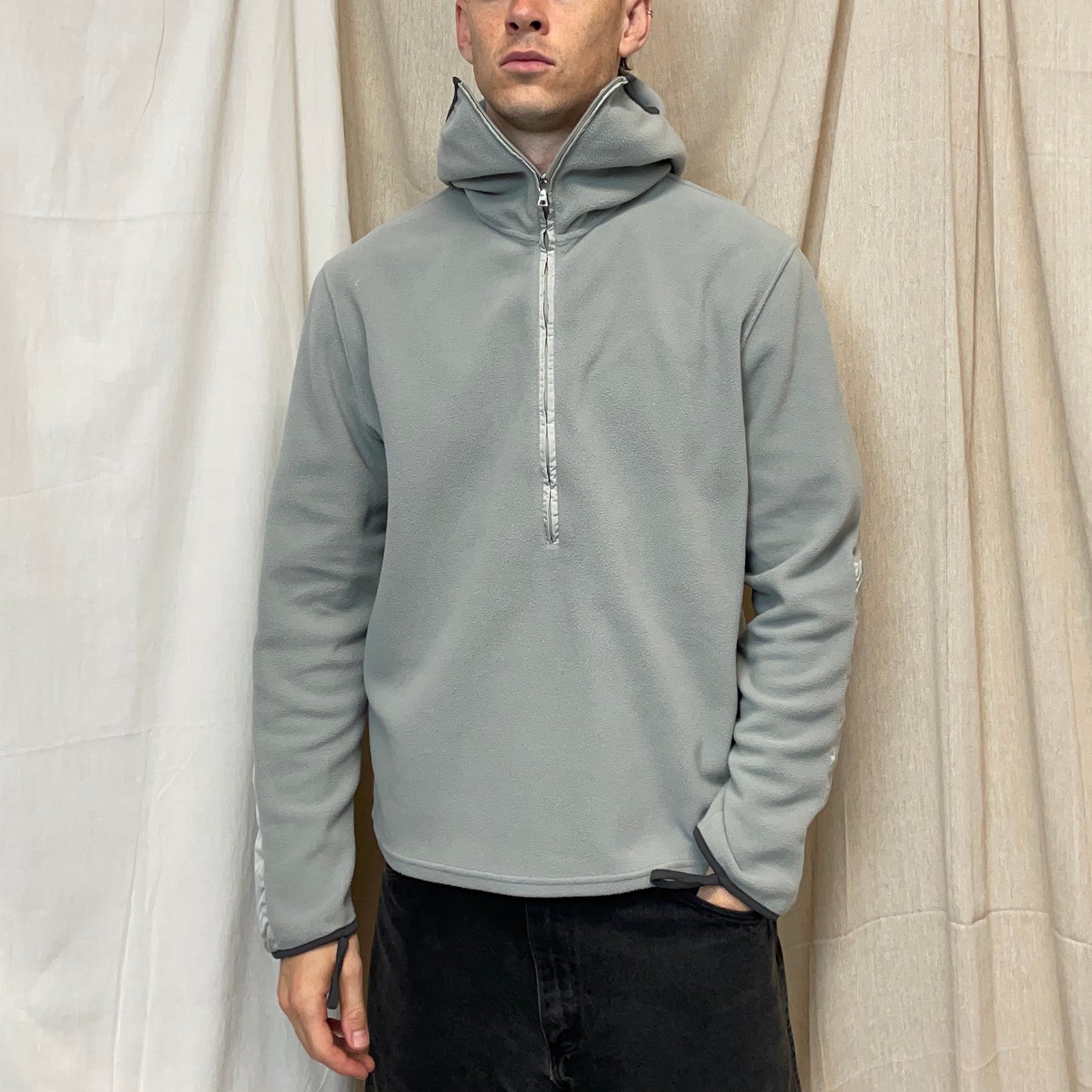 Prada Sport Light Blue/Grey 00s Nylon Panelled Ninja Balaclava Fleece