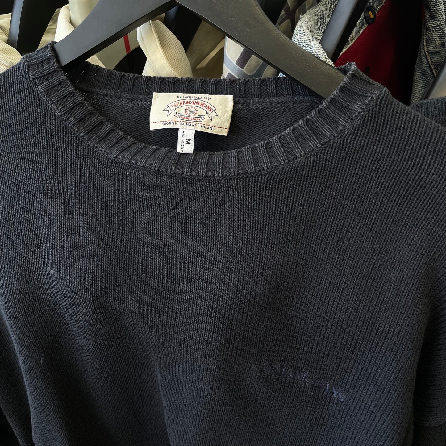 Armani Jeans Navy 90s Knit Crewneck Jumper