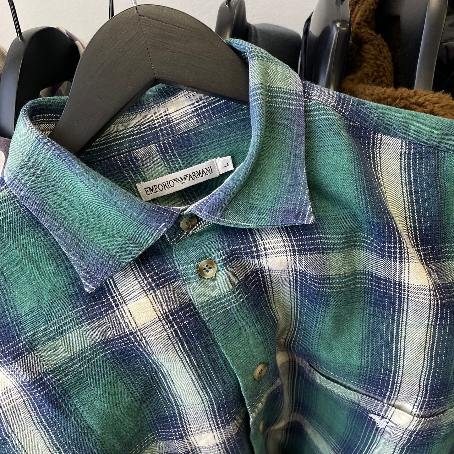 Emporio Armani Green & Blue 90s Flannel Shirt