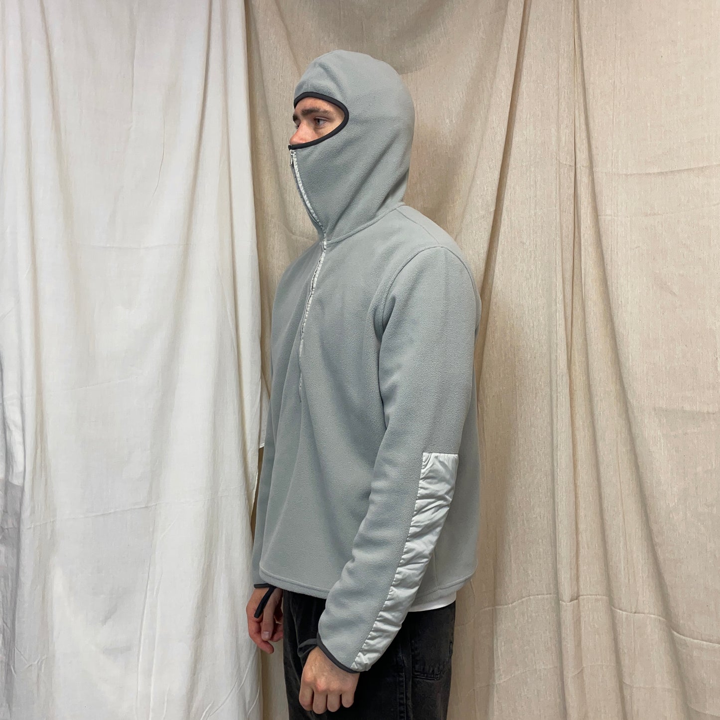 Prada Sport Light Blue/Grey 00s Nylon Panelled Ninja Balaclava Fleece