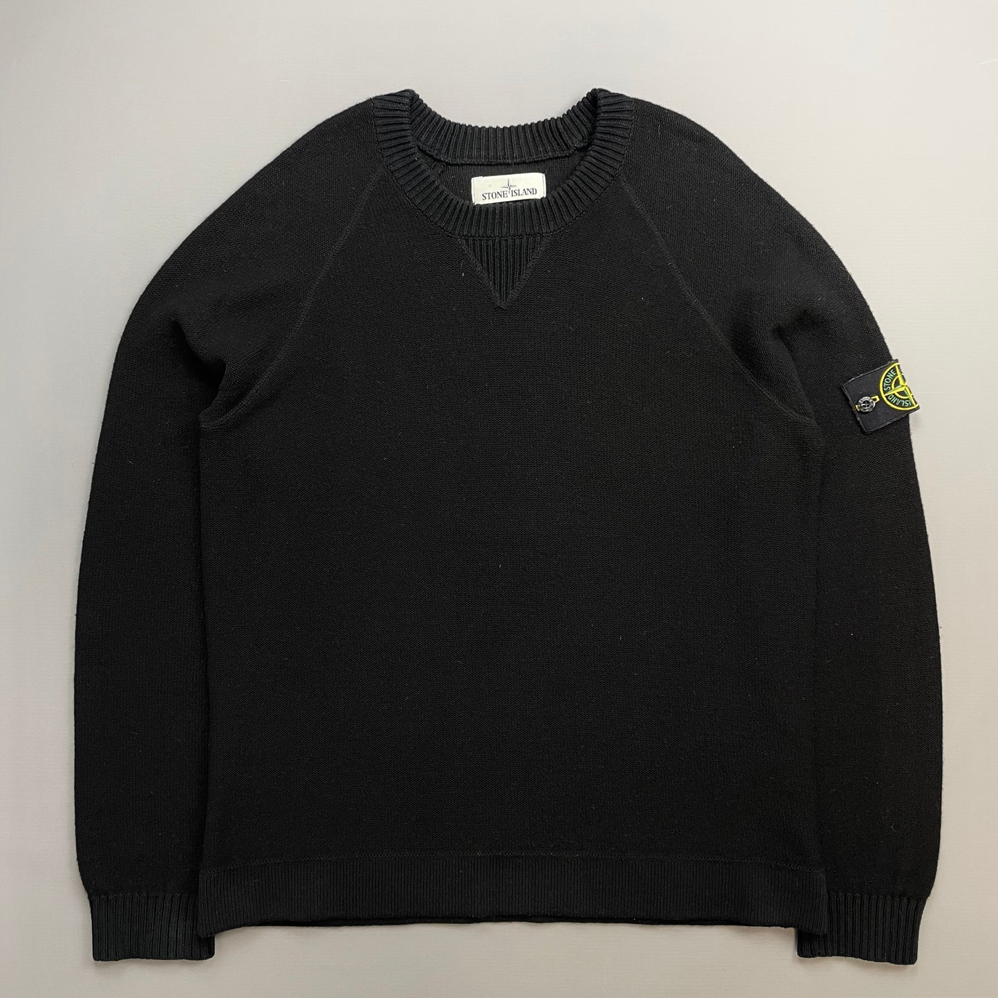 Stone Island Black AW17 Two-Tone Midweight Wool Knit Crewneck Jumper