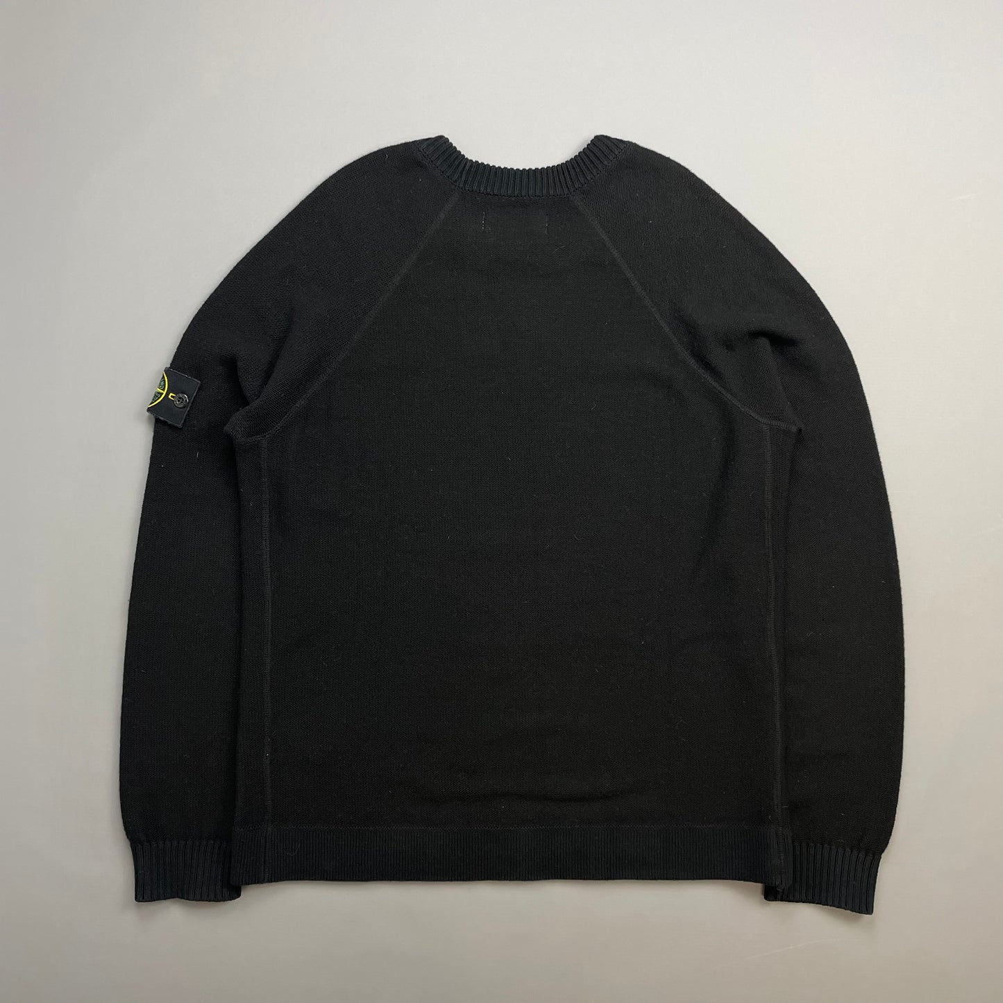 Stone Island Black AW17 Two-Tone Midweight Wool Knit Crewneck Jumper