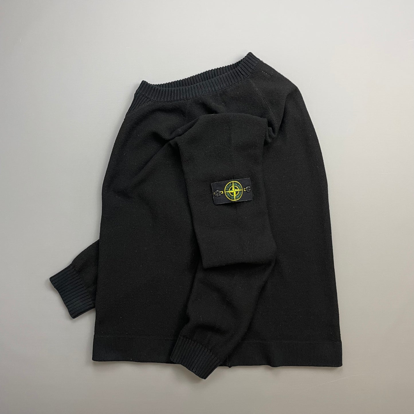 Stone Island Black AW17 Two-Tone Midweight Wool Knit Crewneck Jumper