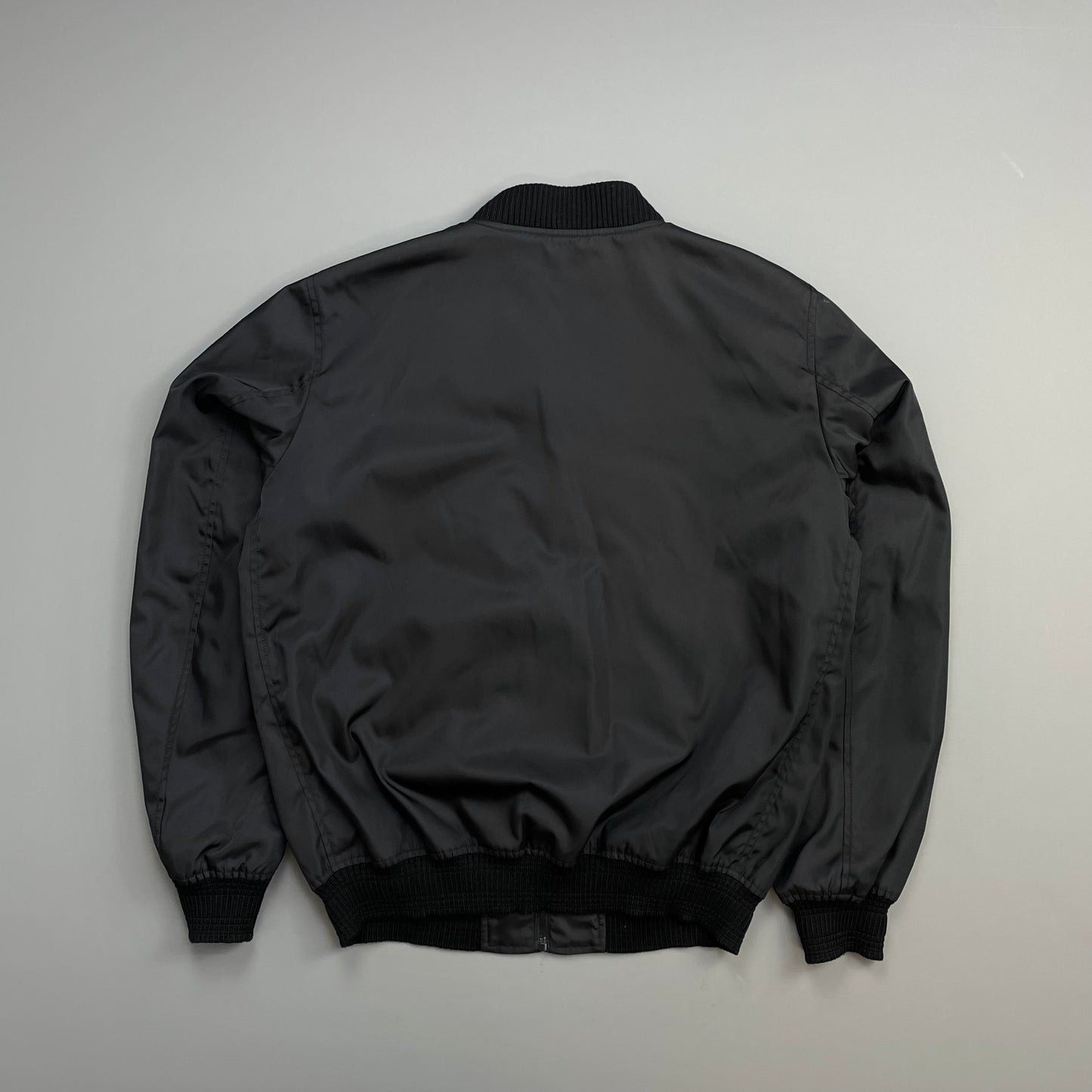 Prada Mainline Black 2015 Nylon & Wool Plaque Bomber Jacket