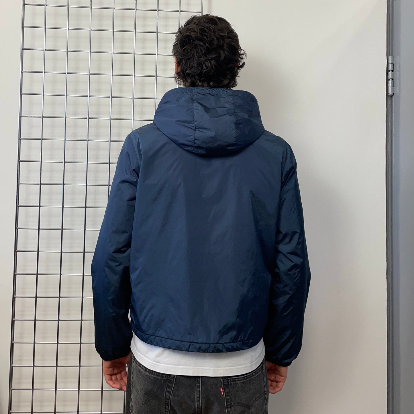 Prada Sport Teal Blue 2007 Nylon Spellout Windbreaker