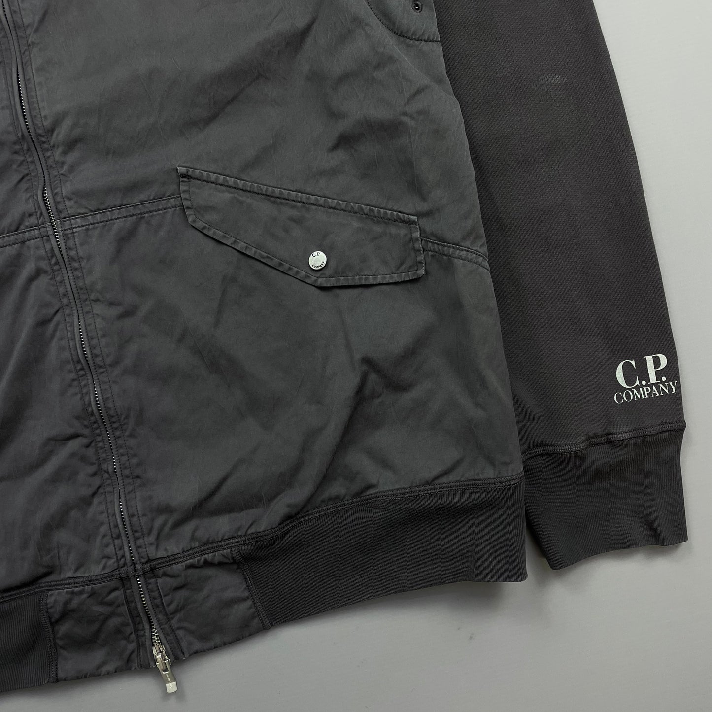 C.P. Company Grey 00s Cotton Detachable Hood Zip-Through Jacket