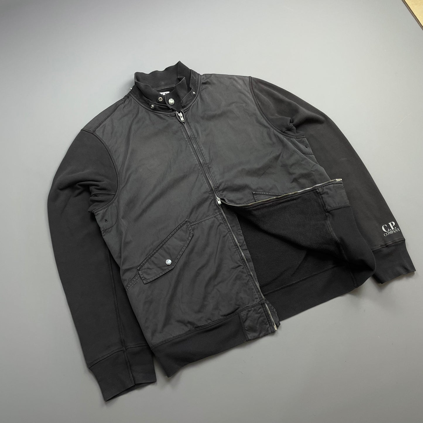 C.P. Company Grey 00s Cotton Detachable Hood Zip-Through Jacket