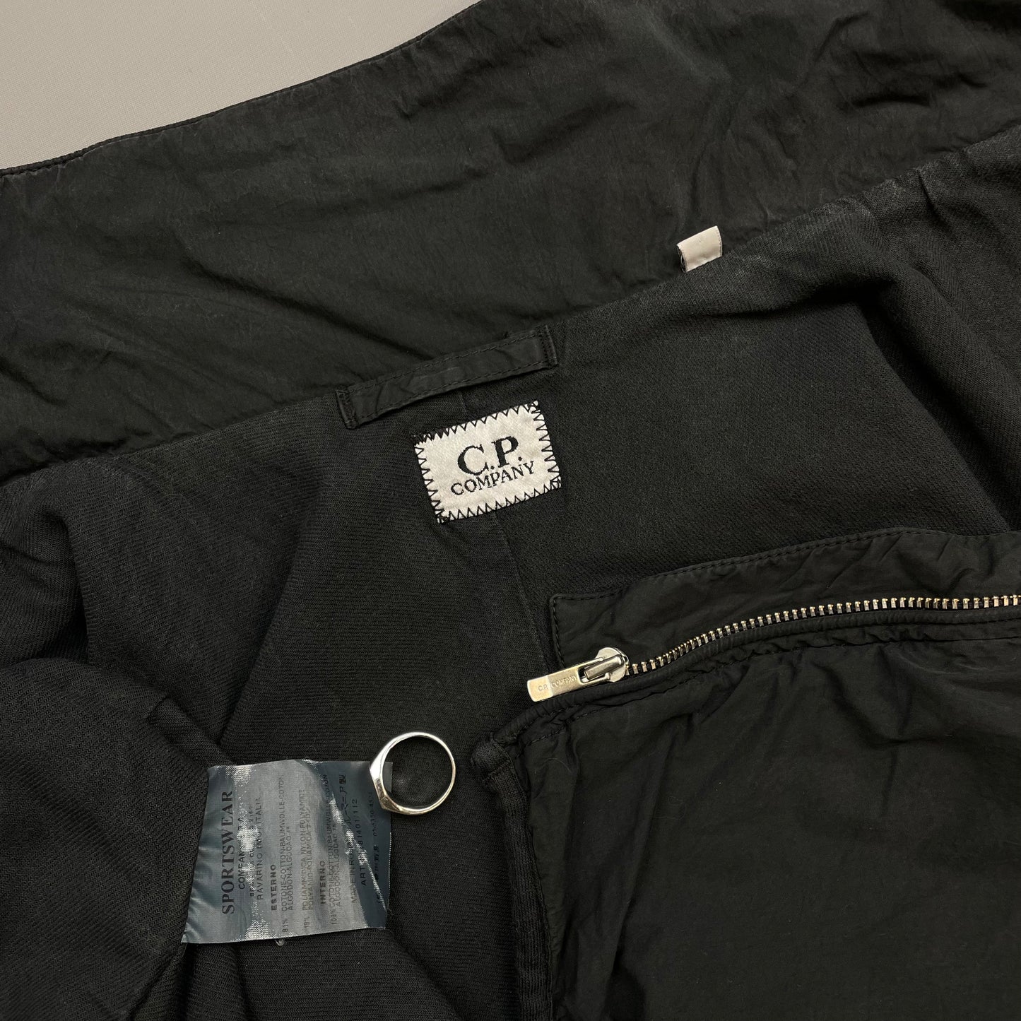 C.P. Company Black/Grey AW04 Cotton & Nylon Lightweight Lined Harrington Jacket