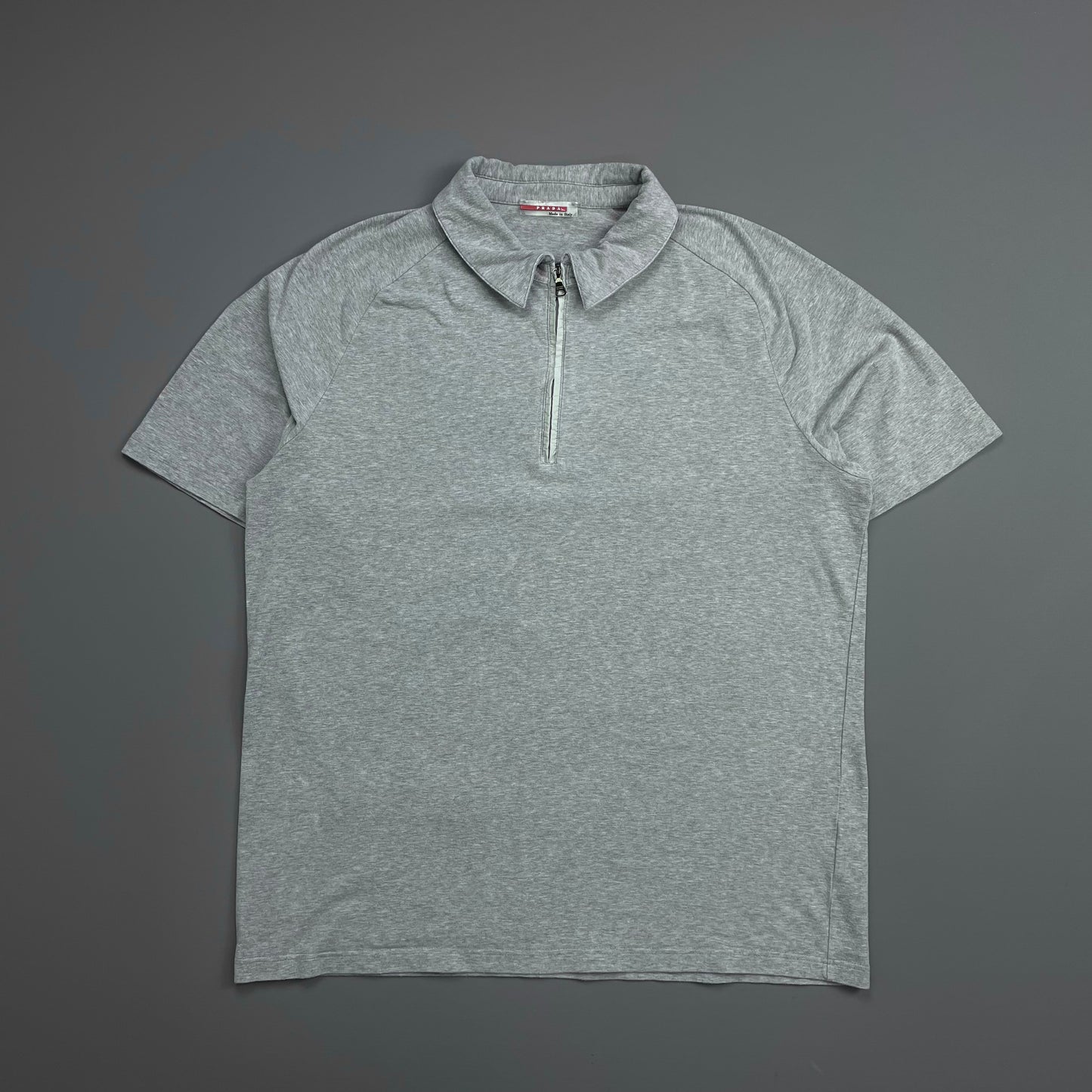 Prada Sport Grey 00s Rear Pocket Short Sleeve Zip Polo Shirt