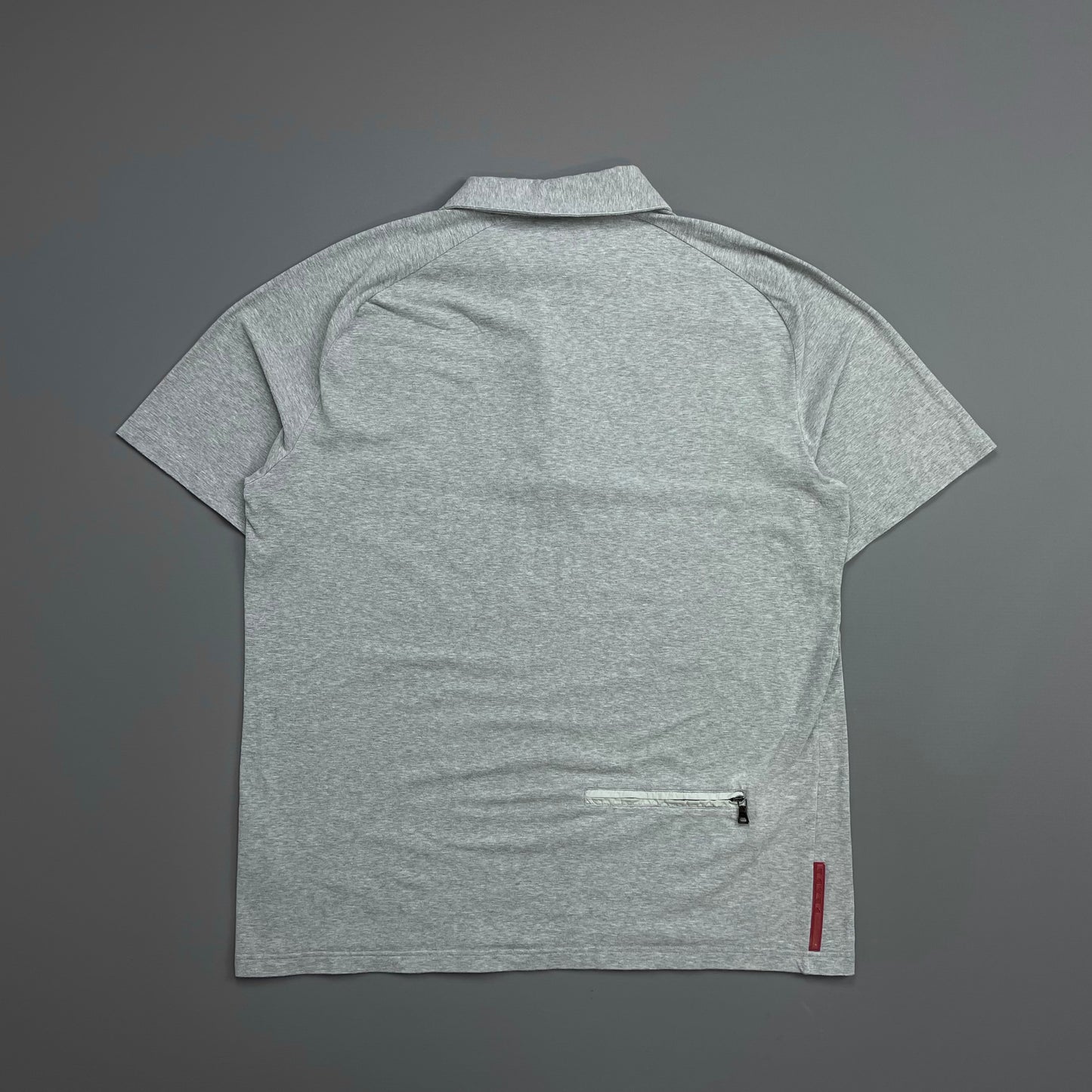 Prada Sport Grey 00s Rear Pocket Short Sleeve Zip Polo Shirt