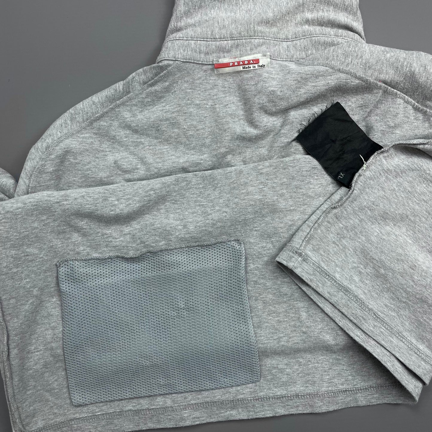 Prada Sport Grey 00s Rear Pocket Short Sleeve Zip Polo Shirt