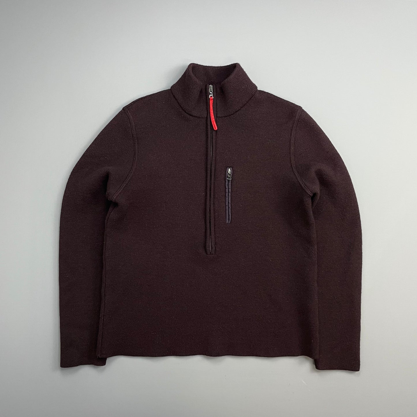 Prada Sport Burgundy 00s Wool Half-Zip Jumper
