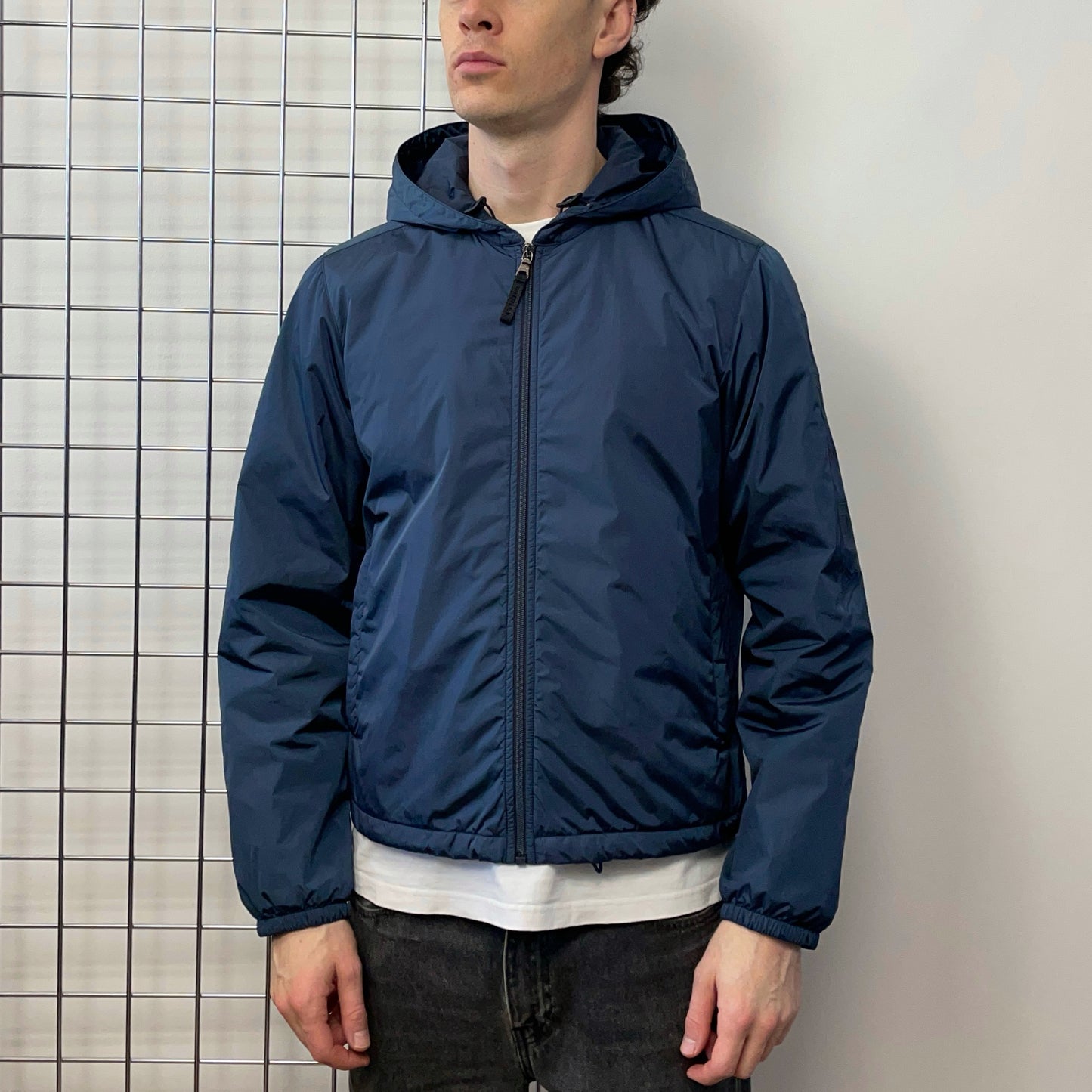 Prada Sport Teal Blue 2007 Nylon Spellout Windbreaker