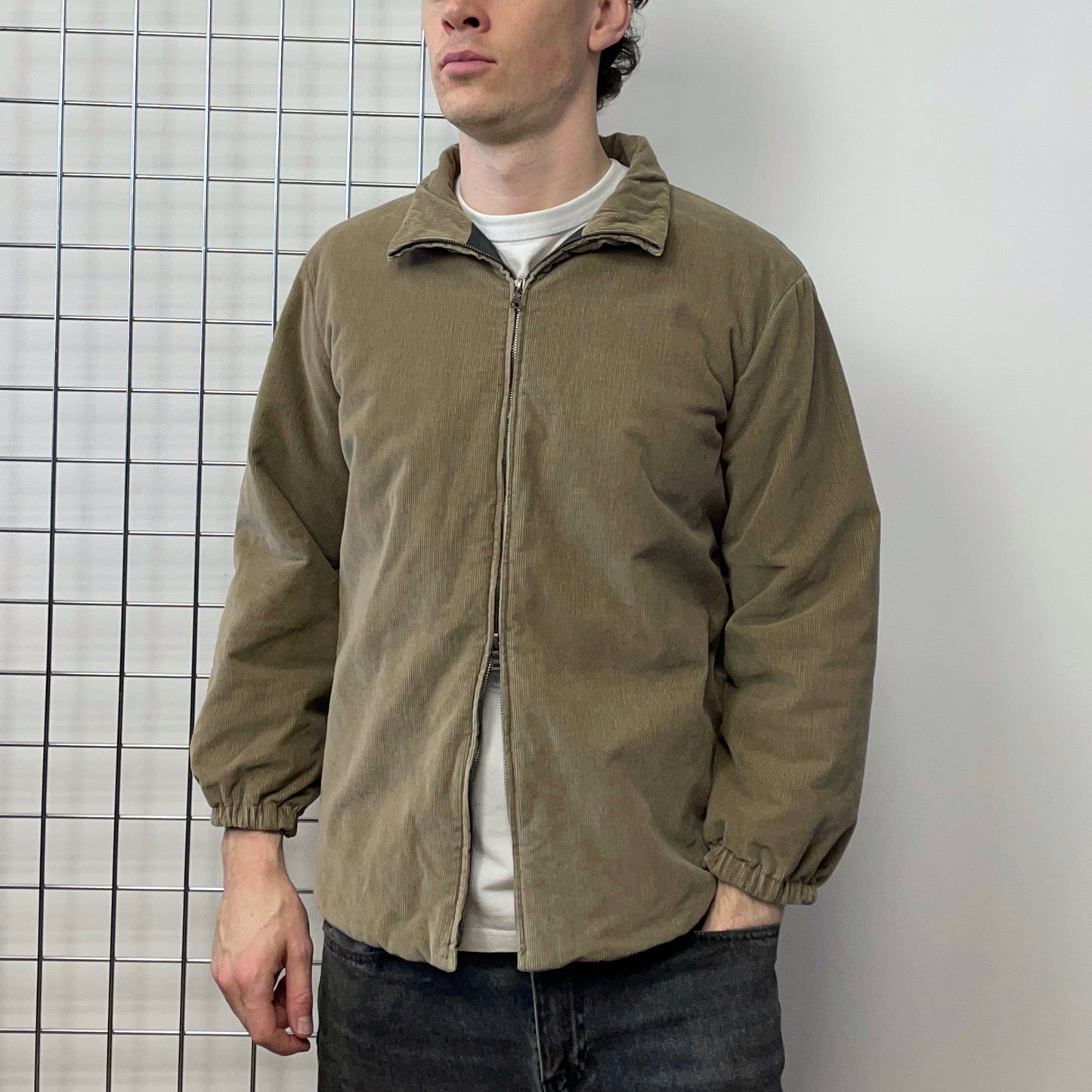 Prada Sport Brown 00s Padded Quilt-Lined Corduroy Jacket