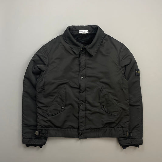 Stone Island Black AW08 Fleece-Lined Harrington Buckle Bomber Jacket